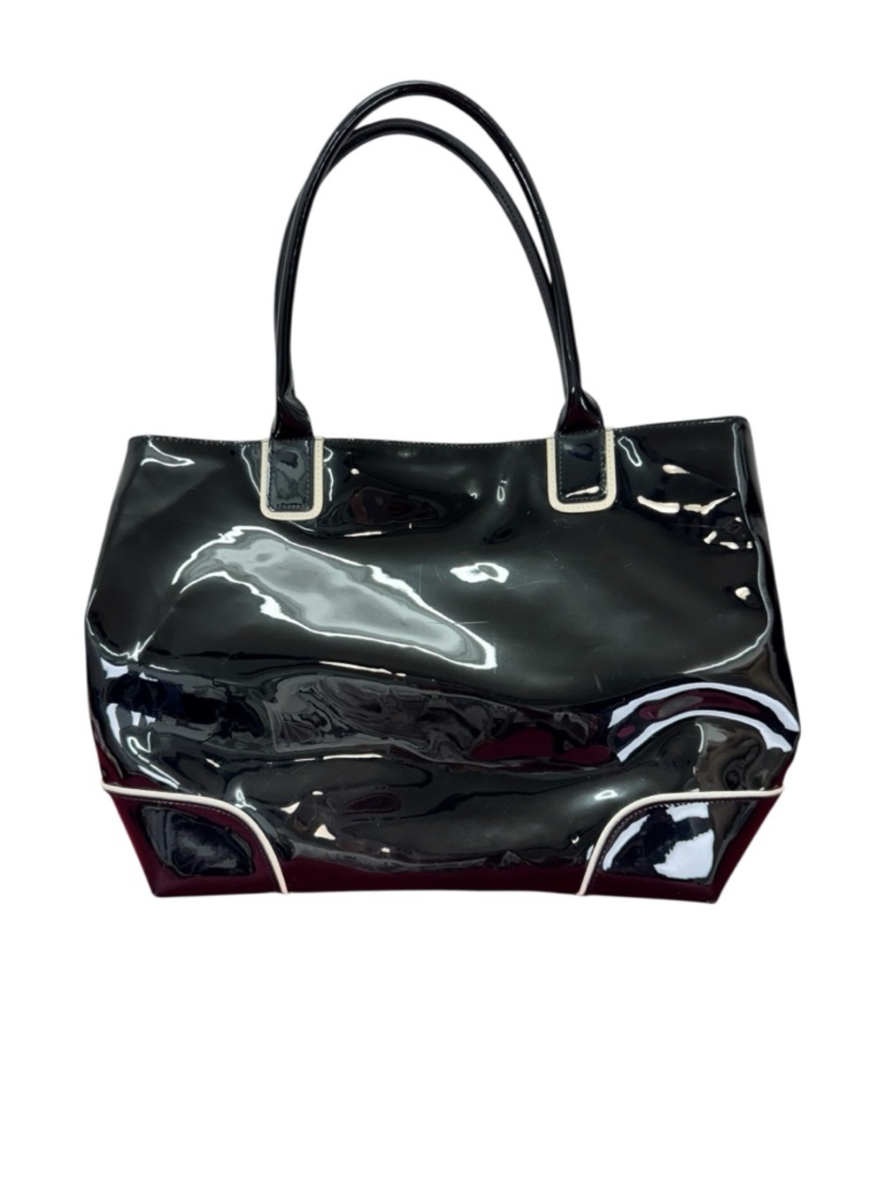 Stee lauder Classic Black Patent Tote with Gold Accent - Picture 9 of 10